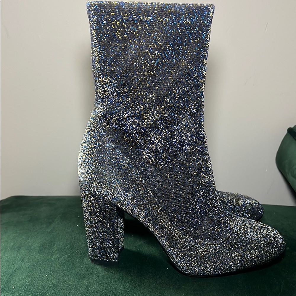 Sam Edelman Sparkling Blue and Silver Heeled Boots